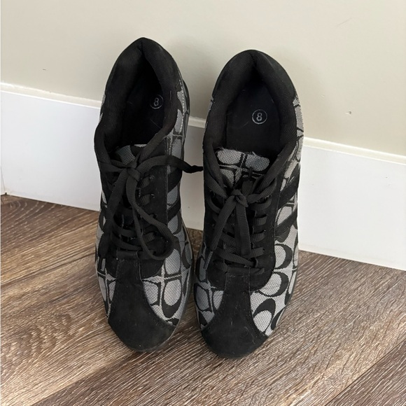 Coach monogram Black & Grey Shoes Sz 8 - Picture 3 of 9